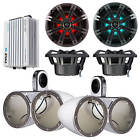 12kmtedw-41km654lcw-plmra410bt Kicker Pyle Pair Marine Led Speaker Dual Empty 604697436212