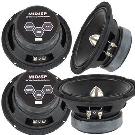 Absolute Usa 737558782453 4x Mid65p 6.5 Inch Midrange Bullet Car Speaker 4 Ohm 500w Peak 150w Continuous Rms