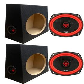 Cerwin-vega 737558786161 2x V69 420 Watts 6x9 Inch 2 Way Car Audio Speakers Angle Speaker Box Black Pair