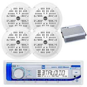 Mxd13-plmra400-2plmr41w Dual-pyle Electronics Marine Bluetooth Receiver 4x 4ftft 100w Speakers Amplifier Mxd13-plmra400-2plmr41w Dual-pyle Electronics Marine Bluetooth Receiver 4x 4ftft 100w Speakers Amplifier