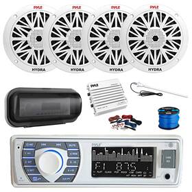Plrmr23btw-2-62-a402 Enrock Marine Pyle Bt Mp3 Receiver Cover Amp Kit 4x 6.5 Inch 200w Speaker Wire Antenna
