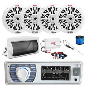 Plrmr23btw-2-62-mp3a Enrock Marine Pyle Bt Mp3 Receiver Cover Amp Kit 4x 6.5 Inch 200w Speaker Wire Antenna