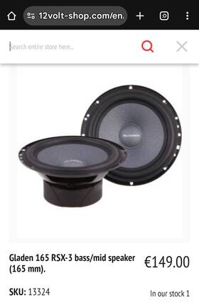 Rsx-3 Gladen 165 Bass/mid Speaker Mm