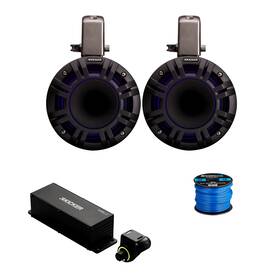 51kmtcxl65-51mslc Kicker 2x 6.5 Inch 300w Led Hlcd Marine Tower Speakers Black Remote Wire