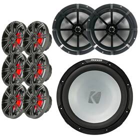 Kicker 782926506940 6x 6.5 Inch 195 Speakers Grilles With 2x 8 300 Watt Audio
