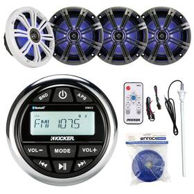 Kmc2 Kicker-enrock 728120453031 Bluetooth Gauge Radio 8 Inch Led Speakers And Remote Antenna Speaker Wire