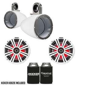 Kickerbdl190806-13 Kicker 8 Inch White Wake Tower Led Marine Speakers 1-pair