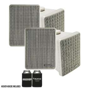 Kickerbdl191107-01 Kicker Kb6 Indoor Outdoor Patio Speaker Bundle In Gray- 4 Speakers Total
