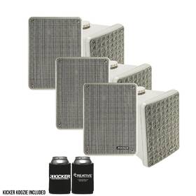 Kickerbdl191107-02 Kicker Kb6 Indoor Outdoor Patio Speaker Bundle In Gray- 6 Speakers Total