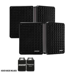 Kickerbdl191107-04 Kicker Kb6 Indoor Outdoor Patio Speaker Bundle In Black 4 Speakers Total