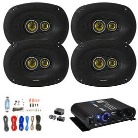 46csc6934 Kicker-pyle 027581620281 4x Cs Series 6x9 Inch 450w Coaxial Speakers 2-channel Amplifier