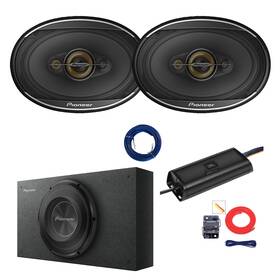 Tsa6978s-tsa2500lb-pa454-10 Pioneer-jbl-metra 6x9 Inch 650w Speakers Pair Amp With Kit 10 Subwoofer Enclosure Wire