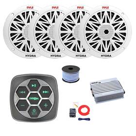 Pyle 2plmr62-ibbtr19-400-10 Metra Marine 3-zone Bluetooth Controller 4x 6.5 Inch Speakers Amp With Kit Wire