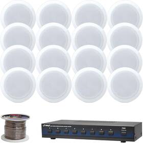 Pdic61rd-pss8-psc16100 Pyle In-ceiling 200w 6.5 Inch Speaker Set 8-channel Selector Wire