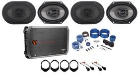 Rv68.3a Rockville 6x8 Inch Speaker Replacement Kit 4-ch Amp For 1999-2002 Lincoln Navigator
