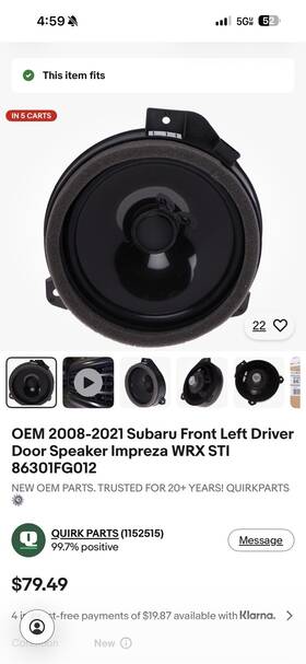 57639486301fg012 Subaru Oem Left And Right Front Speakers. Impreza Wrx Sti