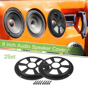 X Autohaux 634149770465 2 Set 8 Inch Car Speaker Grill Cover Round Audio Subwoofer Guard With Screws Black