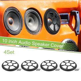 X Autohaux 634149771738 4 Set 10 Inch Car Speaker Grill Cover Round Audio Subwoofer Guard With Screws Black