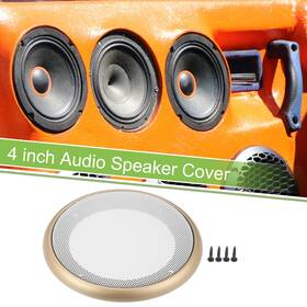X Autohaux 637516199791 1 Set 4 Inch Car Speaker Grill Cover Mesh Subwoofer Guard With Screws Gold Tone White