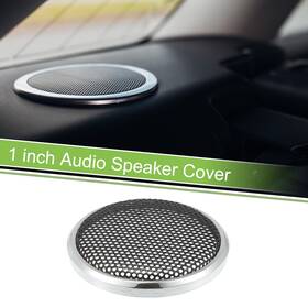 X Autohaux 637516200381 1 Inch Car Speaker Grill Cover Mesh Subwoofer Guard Plating Silver Tone Black