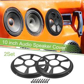 X Autohaux 637516394042 2 Set 10 Inch Car Speaker Grill Cover Round Audio Subwoofer Guard With Screws Black