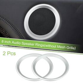 X Autohaux 637516416843 2 Pcs 8 Inch Car Subwoofer Speaker Rings Spacers Audio Decorative Circle Silver Tone