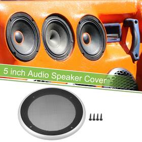 X Autohaux 655692918371 5 Inch Car Speaker Grill Cover Mesh Subwoofer Guard With Screws Silver Tone Black
