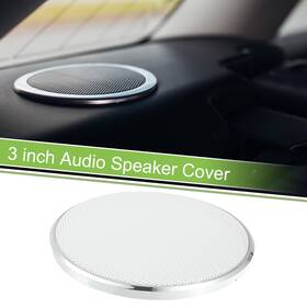 X Autohaux 655692918500 3 Inch Car Speaker Grill Cover Mesh Subwoofer Guard Plating Silver Tone White