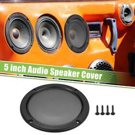 X Autohaux 716058390788 1pcs 5 Inch Car Speaker Grill Cover Mesh Round Audio Subwoofer Guard With Screws Black