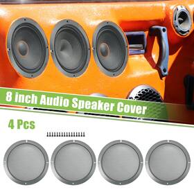 X Autohaux 716058391389 4pcs 8 Inch Car Speaker Grill Cover Mesh Round Audio Subwoofer Guard With Screws Gray