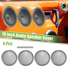 X Autohaux 716058391648 4pcs 10 Inch Car Speaker Grill Cover Mesh Round Audio Subwoofer Guard With Screws Gray