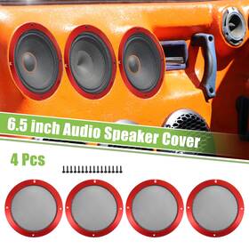 X Autohaux 716058391860 4pcs 6.5 Inch Car Speaker Grill Cover Mesh Round Audio Subwoofer Guard With Screws Red