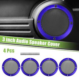 X Autohaux 716058392157 4pcs 3 Inch Car Speaker Grill Cover Mesh Round Audio Subwoofer Guard With Screws Blue