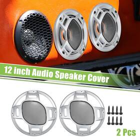 X Autohaux 716058392836 2pcs 12 Inch Car Speaker Grill Cover Subwoofer Guard With Screws Silver Tone Black