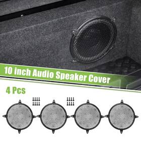 X Autohaux 724117602666 4pcs 10 Inch Car Speaker Grill Cover Mesh Audio Subwoofer Guard With Screws Black