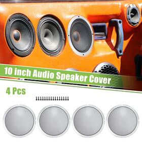 X Autohaux 724117602741 4pcs 10 Inch Auto Speaker Grill Cover Mesh Subwoofer Guard With Screws Silver Tone