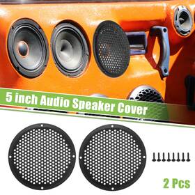 X Autohaux 724117602864 2pcs 5 Inch Car Speaker Grill Cover Mesh Audio Subwoofer Guard With Screws Abs Black