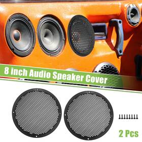 X Autohaux 724117602888 2pcs 8 Inch Car Speaker Grill Cover Mesh Audio Subwoofer Guard With Screws Abs Black