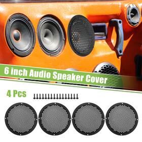 X Autohaux 724117602918 4pcs 6 Inch Auto Speaker Grill Cover Mesh Audio Subwoofer Guard With Screws Abs Black