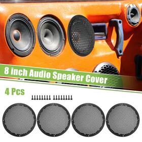 X Autohaux 724117602925 4pcs 8 Inch Auto Speaker Grill Cover Mesh Audio Subwoofer Guard With Screws Abs Black