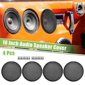 X Autohaux 724117602932 4pcs 10 Inch Car Speaker Grill Cover Mesh Audio Subwoofer Guard With Screws Abs Black