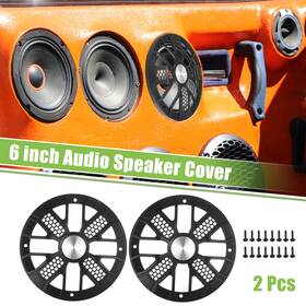 X Autohaux 724117603014 2pcs 6 Inch Car Speaker Grill Cover Audio Subwoofer Guard With Screws Abs Black