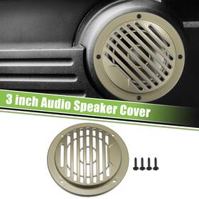 X Autohaux 724117763831 1pcs 3 Inch Car Speaker Grill Cover Round Audio Subwoofer Guard With Screws Khaki