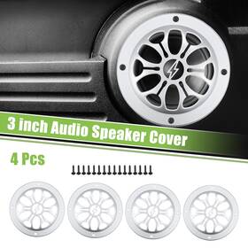 X Autohaux 724117770624 4pcs 3 Inch Auto Speaker Grill Cover Audio Subwoofer Guard With Screws Silver Tone