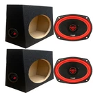 2X V69 420 Watts 6X9" Way Car Audio Speakers + Angle Box Black Pair. Fixed Price $799.99.