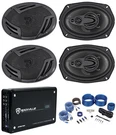 (4) Rockville RV69.4A 6X9" 4-WAY Car SPEAKERS+4-CHANNEL Amplifier W/volt Meter. Fixed Price $256.85.