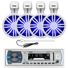Pyle Marine Receiver, 4X 3.5" Bluetooth Led Off-road White Speakers, Antenna. Fixed Price $208.49.