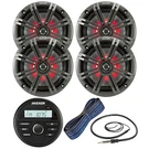 Kicker KMC2 Marine Radio Receiver, 4X 6.5" Led Speakers W/grille, Wire, Antenna. Fixed Price $539.91.