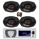 Pyle Single Din Bluetooth Marine Am/fm Receiver, 4X 6X9" 300W Car Speakers, Wire. Fixed Price $339.90.