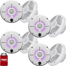 Wet Sounds Four Pairs Recon Xw-w Rgb Led 6.5" Speakers White Grilles. Fixed Price $839.96.